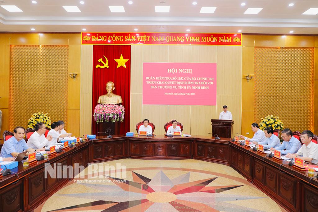 Công bố Quyết định kiểm tra việc thực hiện Nghị quyết Đại hội XIII của Đảng đối với Ban Thường vụ Tỉnh ủy Ninh Bình
