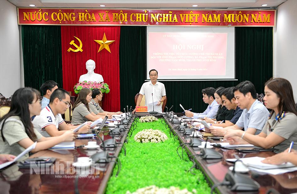 Thành phố Ninh Bình thông tin việc tổ chức cưỡng chế thi hành án đối với ông Phạm Đức Cường và bà Phạm Thị Phương