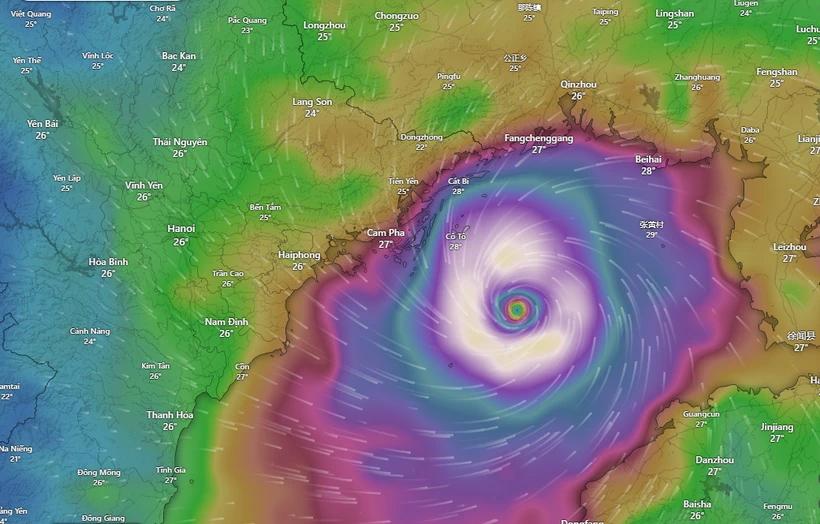 Bão số 3 cách Quảng Ninh-Thái Bình khoảng 150 km về phía Đông Đông Nam