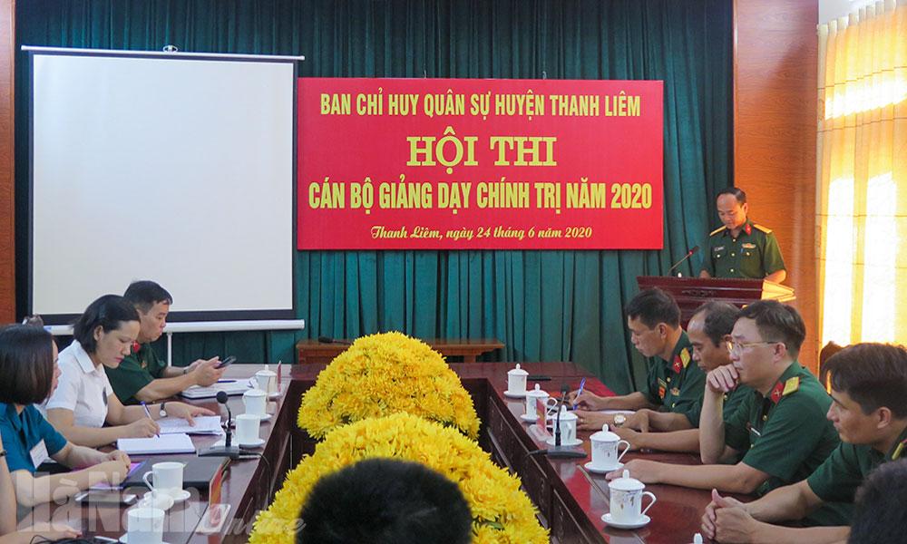 Ban CHQS huyện Thanh Liêm tổ chức hội thi cán bộ giảng dạy chính trị trong LLVT