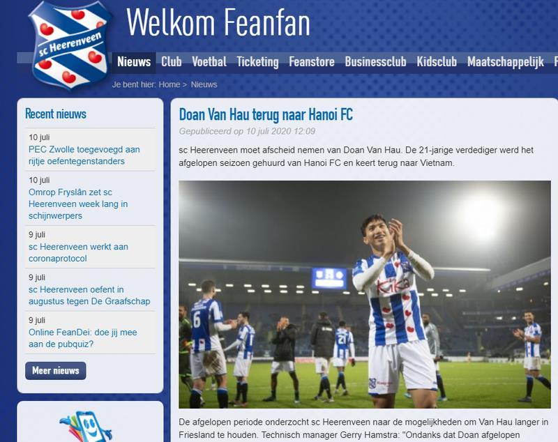 Văn Hậu trở lại Hà Nội FC, Heerenveen có động thái bất ngờ