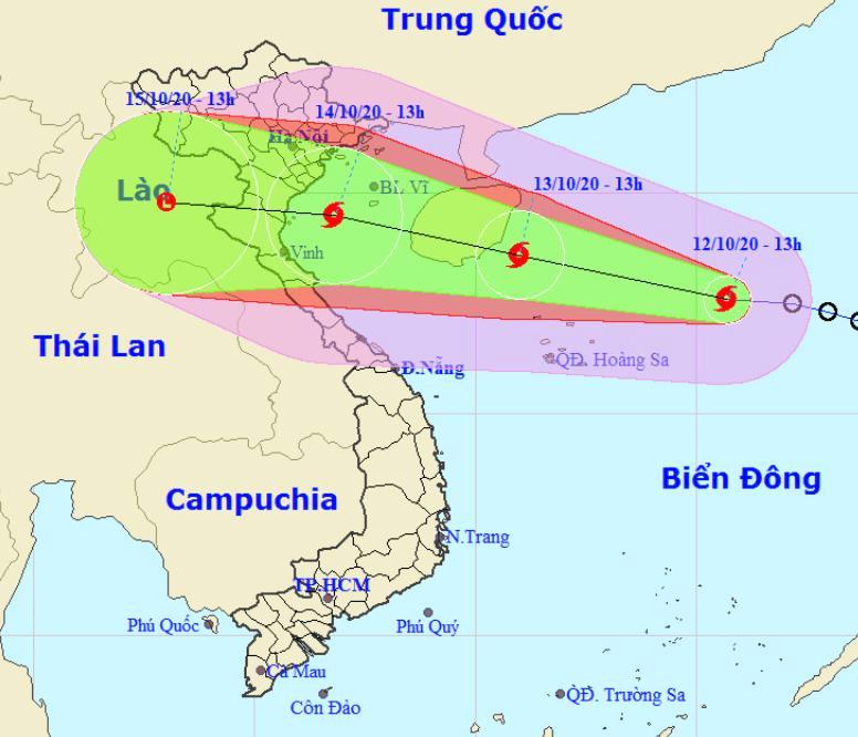 Bão số 7 giật cấp 12, thẳng tiến Bắc Bộ và Bắc Trung Bộ