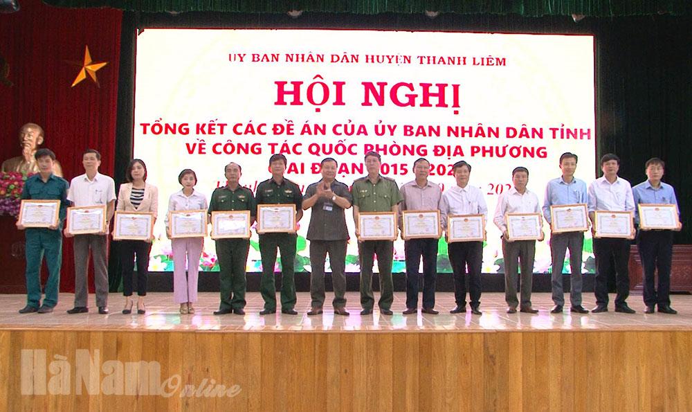 UBND các huyện: Thanh Liêm, Lý Nhân tổng kết việc thực hiện các đề án của UBND tỉnh về công tác quốc phòng giai đoạn 2015-2020