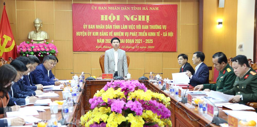 Lãnh đạo UBND tỉnh làm việc với BTV Huyện ủy Kim Bảng về thực hiện nhiệm vụ phát triển KT-XH