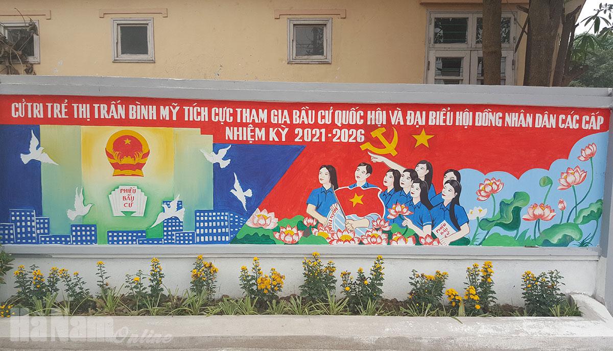 Thị trấn Bình Mỹ đẩy mạnh tuyên truyền về bầu cử đại biểu Quốc hội khóa XV và đại biểu HĐND các cấp nhiệm kỳ 2021-2026