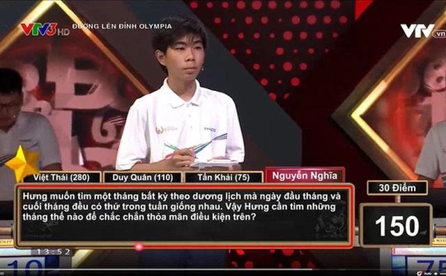 Câu hỏi 'hại não' trong Đường lên đỉnh Olympia: 'Tháng nào mà ngày đầu tháng và cuối tháng đều có thứ trong tuần giống nhau?'