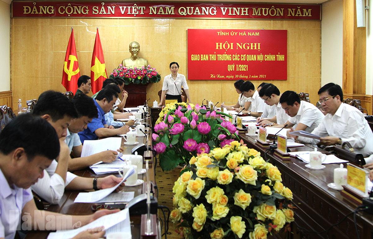 Giao ban thủ trưởng các cơ quan nội chính quý I/2021