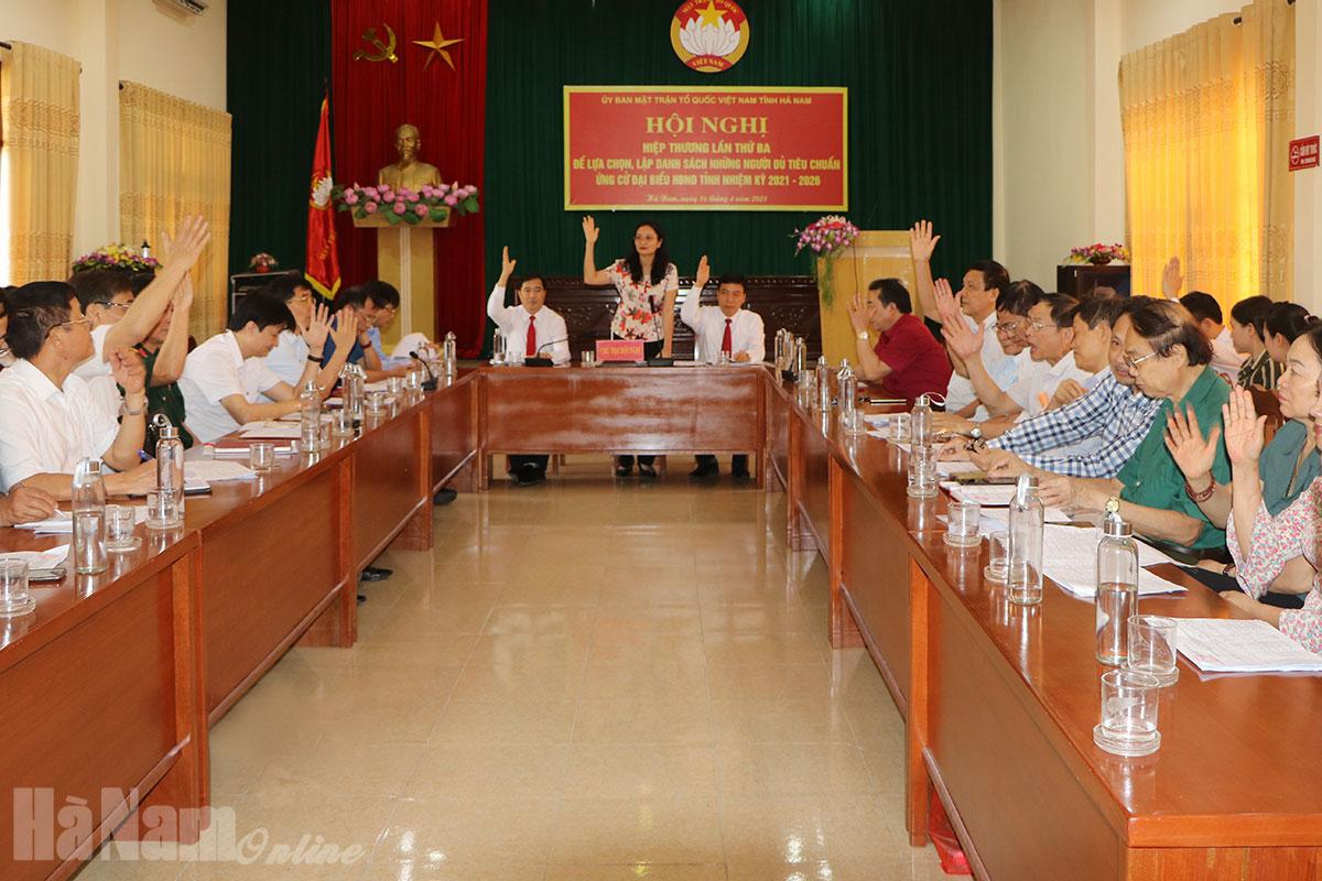 Hội nghị hiệp thương lần thứ ba bầu cử ĐBQH khóa XV và đại biểu HĐND tỉnh nhiệm kỳ 2021-2026