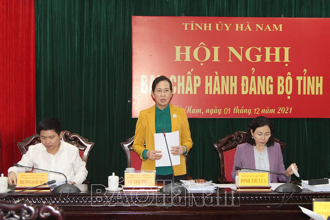 BCH Đảng bộ tỉnh thảo luận, thống nhất, thông qua nhiều nội dung quan trọng