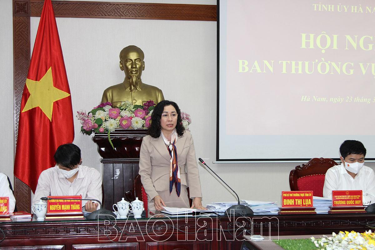 BTV Tỉnh ủy thảo luận, cho ý kiến kết quả công tác quý I, nhiệm vụ công tác quý II/2022 của Tỉnh ủy