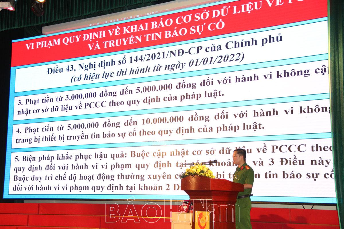 Triển khai quy định lắp đặt hệ thống quản lý cơ sở dữ liệu về PCCC và truyền tin báo sự cố ở Hà Nam