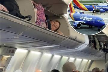 Người phụ nữ nằm ngủ trong ngăn chứa hành lý trên máy bay gây xôn xao