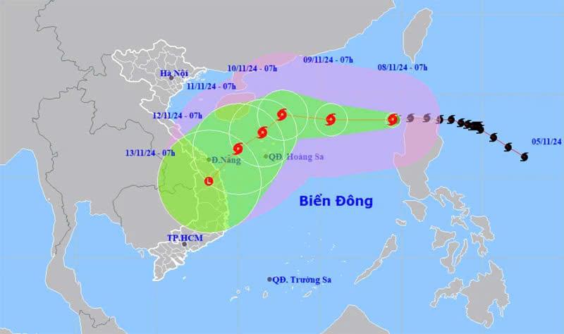 Bão số 7 mạnh cấp 14, giật cấp 17 trên vùng biển bắc Biển Đông