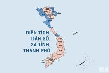 Diện tích, dân số của 34 tỉnh, thành phố sau sáp nhập