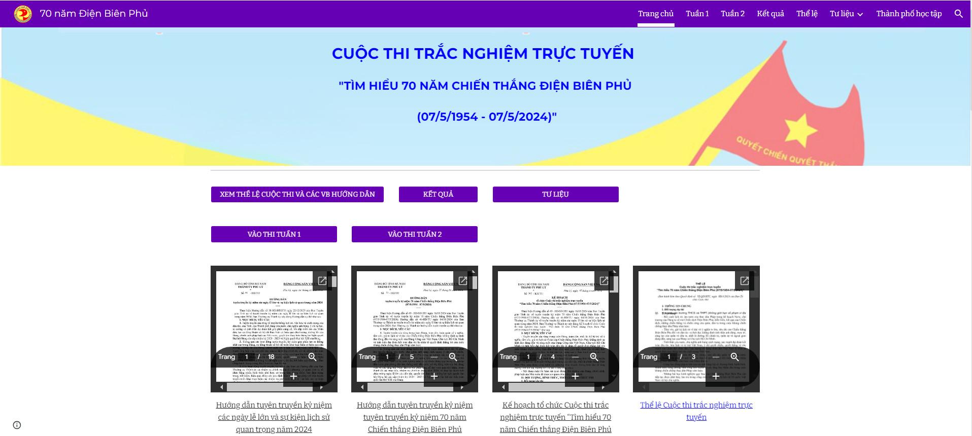Em Lữ Việt Khoa, Trường THPT B Phủ Lý đạt giải Nhất Tuần 1 cuộc thi trắc nghiệm trực tuyến "Tìm hiểu 70 năm Chiến thắng Điện Biên Phủ"