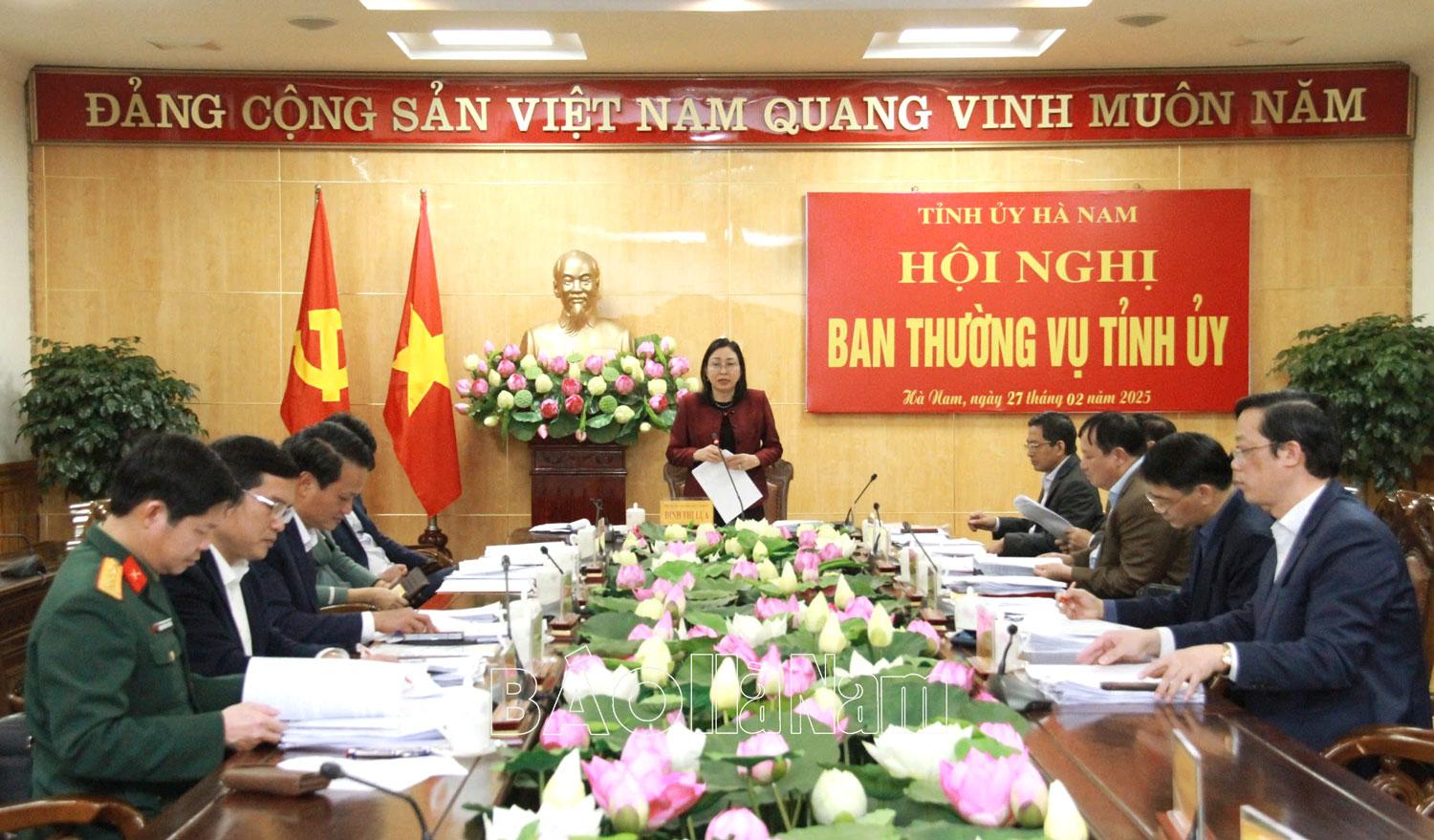 Ban Thường vụ Tỉnh ủy cho ý kiến, chủ trương các nội dung theo thẩm quyền