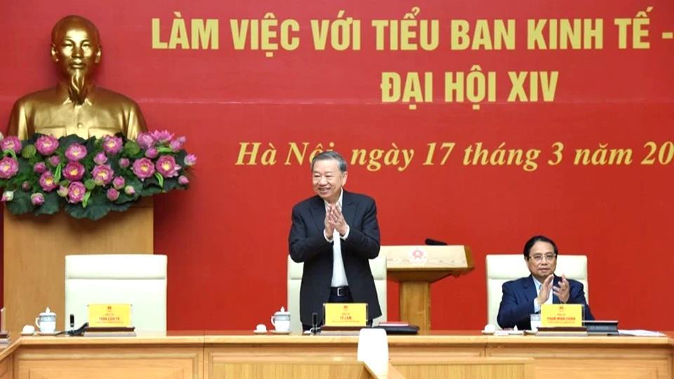 Tổng Bí thư Tô Lâm làm việc với Tiểu ban Kinh tế-Xã hội Đại hội XIV của Đảng