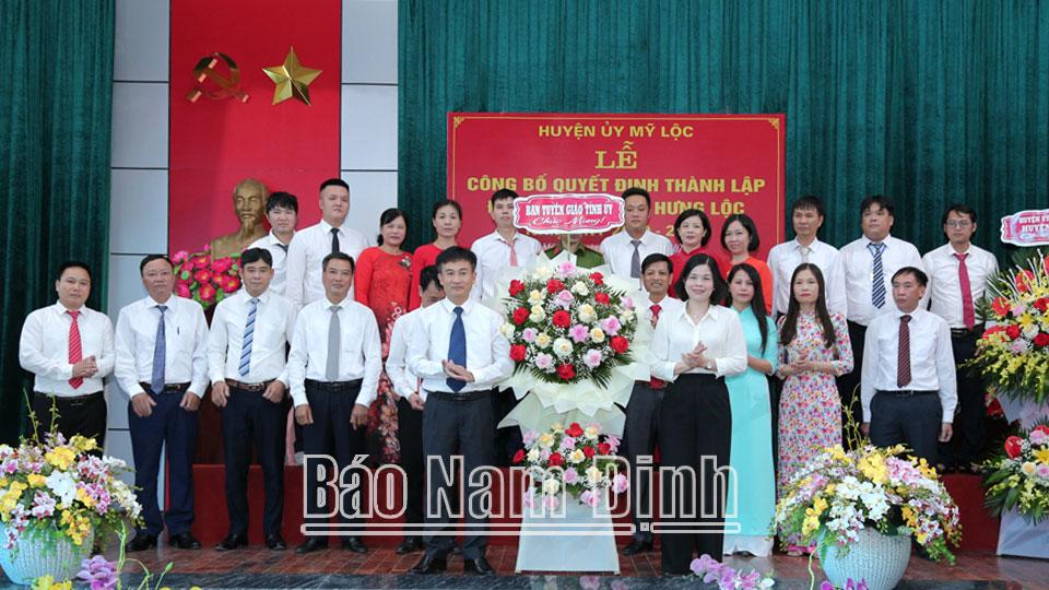 Công bố Quyết định thành lập Đảng bộ phường Hưng Lộc và Đảng bộ xã Mỹ Lộc (Mỹ Lộc)