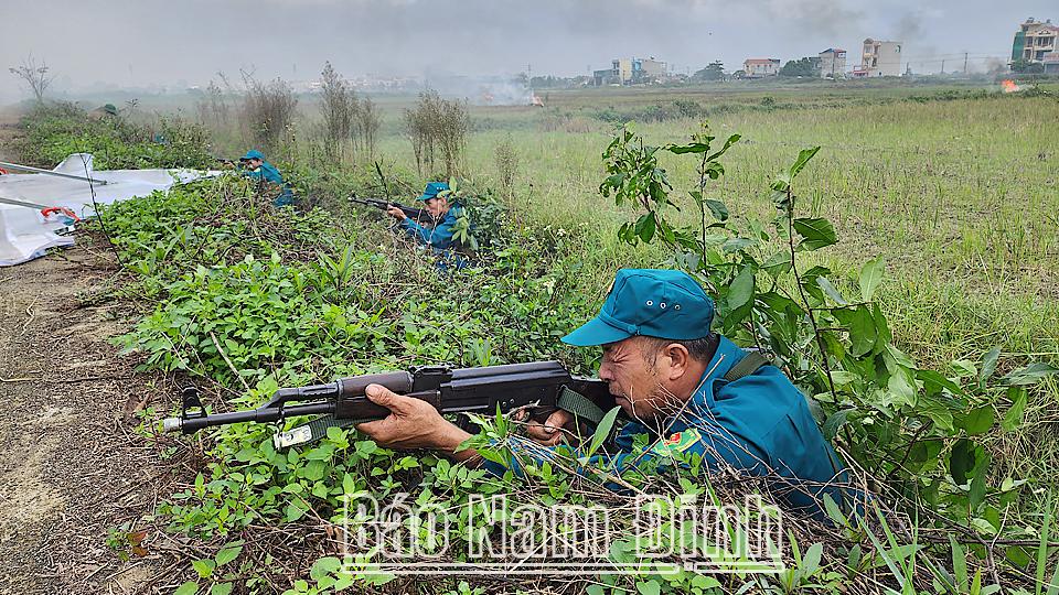 Huyện Ý Yên diễn tập chiến đấu cụm xã trong khu vực phòng thủ năm 2022