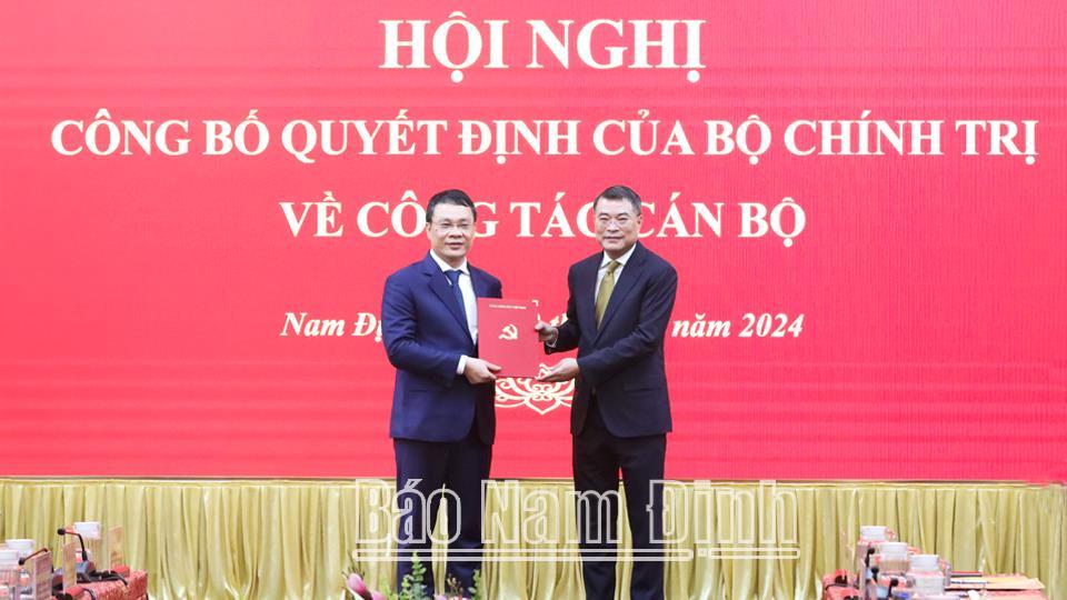 Đồng chí Đặng Khánh Toàn giữ chức Bí thư Tỉnh uỷ Nam Định