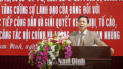 Hội nghị quán triệt Chỉ thị số 35-CT/TW của Bộ Chính trị về "Tăng cường sự lãnh đạo của Đảng đối với công tác tiếp công dân và giải quyết khiếu nại, tố cáo"