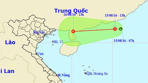 TIN VỀ VÙNG ÁP THẤP TRÊN KHU VỰC BẮC BIỂN ĐÔNG (Hồi 13 giờ ngày 15-8)