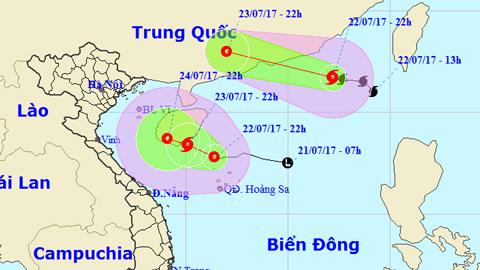 Tin áp thấp nhiệt đới trên Biển Đông và Tin bão trên Biển Đông cơn bão số 3 (Hồi 19 giờ ngày 22-7)