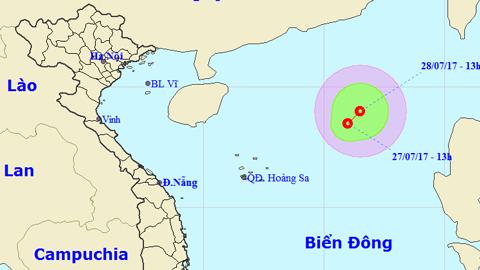 Tin áp thấp nhiệt đới trên Biển Đông (Hồi 13 giờ ngày 27-7)