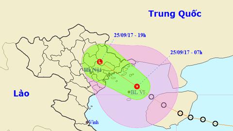 Tin áp thấp nhiệt đới gần bờ (Hồi 8 giờ ngày 25-9)