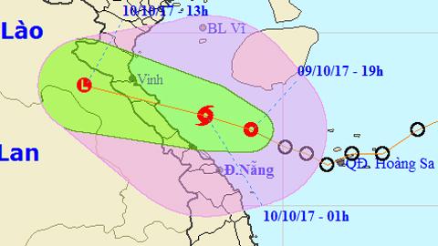 Tin áp thấp nhiệt đới gần bờ (Hồi 19 giờ ngày 9-10)