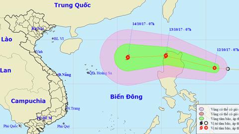 Tin áp thấp nhiệt đới gần Biển Đông (Hồi 7 giờ ngày 12-10)
