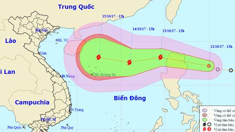 Tin áp thấp nhiệt đới gần Biển Đông (Hồi 13 giờ ngày 12-10)