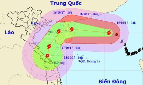 Tin bão trên Biển Đông cơn bão số 11 (Hồi 4 giờ ngày 15-10)