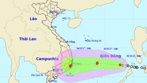 Tin áp thấp nhiệt đới trên Biển Đông (Hồi 4 giờ ngày 2-11)