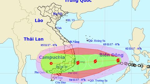 Tin bão trên Biển Đông cơn bão số 12 (Hồi 7 giờ ngày 2-11)