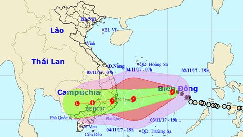Tin bão trên gần bờ cơn bão số 12 (Hồi 19 giờ ngày 2-11)