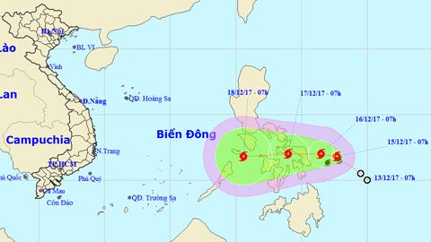 Tin bão gần Biển Đông (Hồi 7 giờ ngày 15-12)