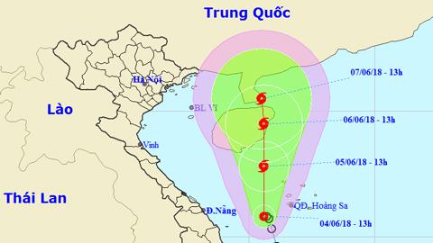 Tin áp thấp nhiệt đới gần bờ (Hồi 13 giờ ngày 4-6)