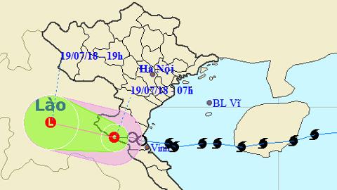 Tin áp thấp nhiệt đới trên đất liền (Hồi 7 giờ ngày 19-7)