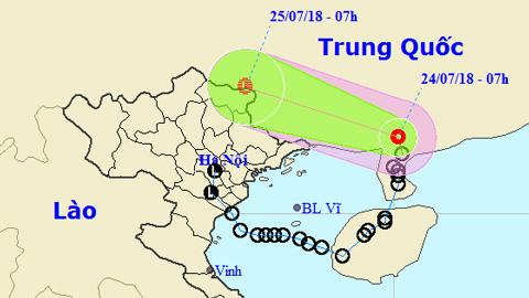 Tin áp thấp nhiệt đới trên đất liền (Hồi 10 giờ ngày 24-7)