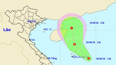 Tin về vùng áp thấp trên khu vực giữa Biển Đông (Hồi 13 giờ ngày 8-8)