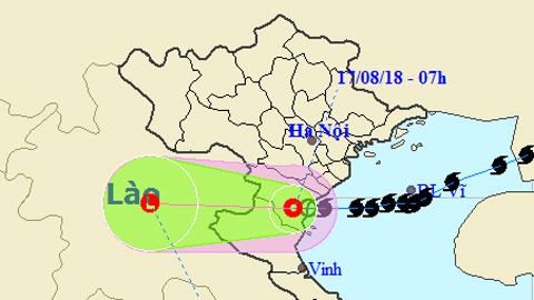 Tin áp thấp nhiệt đới trên đất liền (Hồi 7 giờ ngày 17-8)