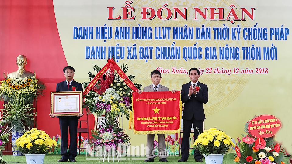 Xã Giao Xuân đón nhận danh hiệu Anh hùng Lực lượng Vũ trang nhân dân thời kỳ chống Pháp