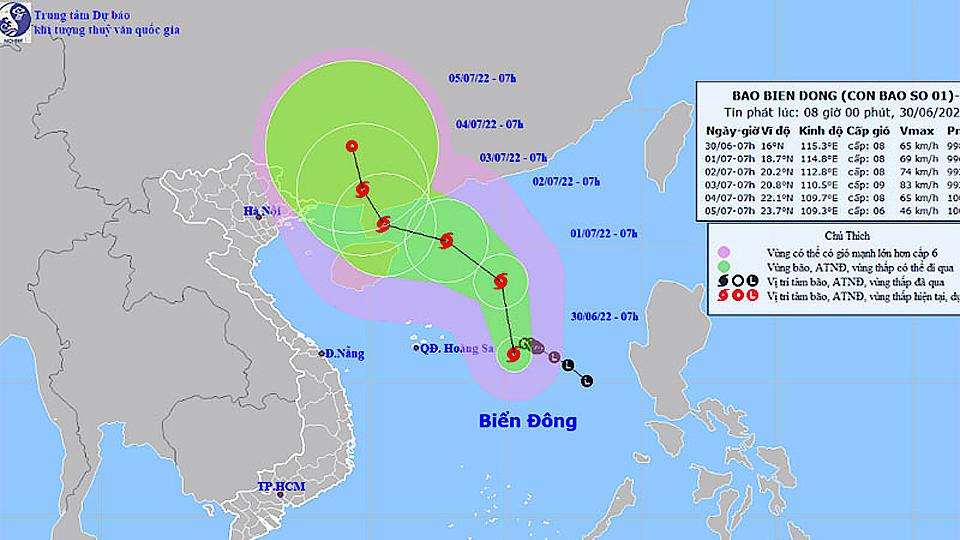 Bão giật cấp 10, cách quần đảo Hoàng Sa 430km