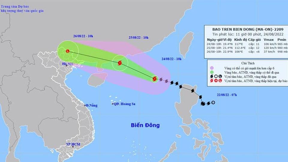 Trong 24 giờ tới, bão số 3 khả năng mạnh lên cấp 12, giật cấp 15