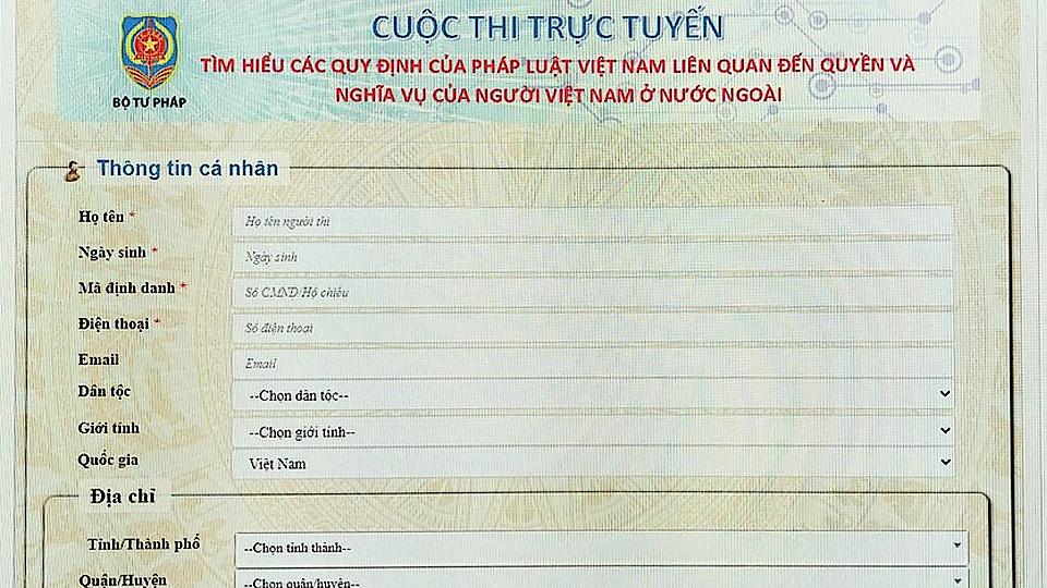 Thi trực tuyến tìm hiểu quyền và nghĩa vụ của người Việt Nam ở nước ngoài